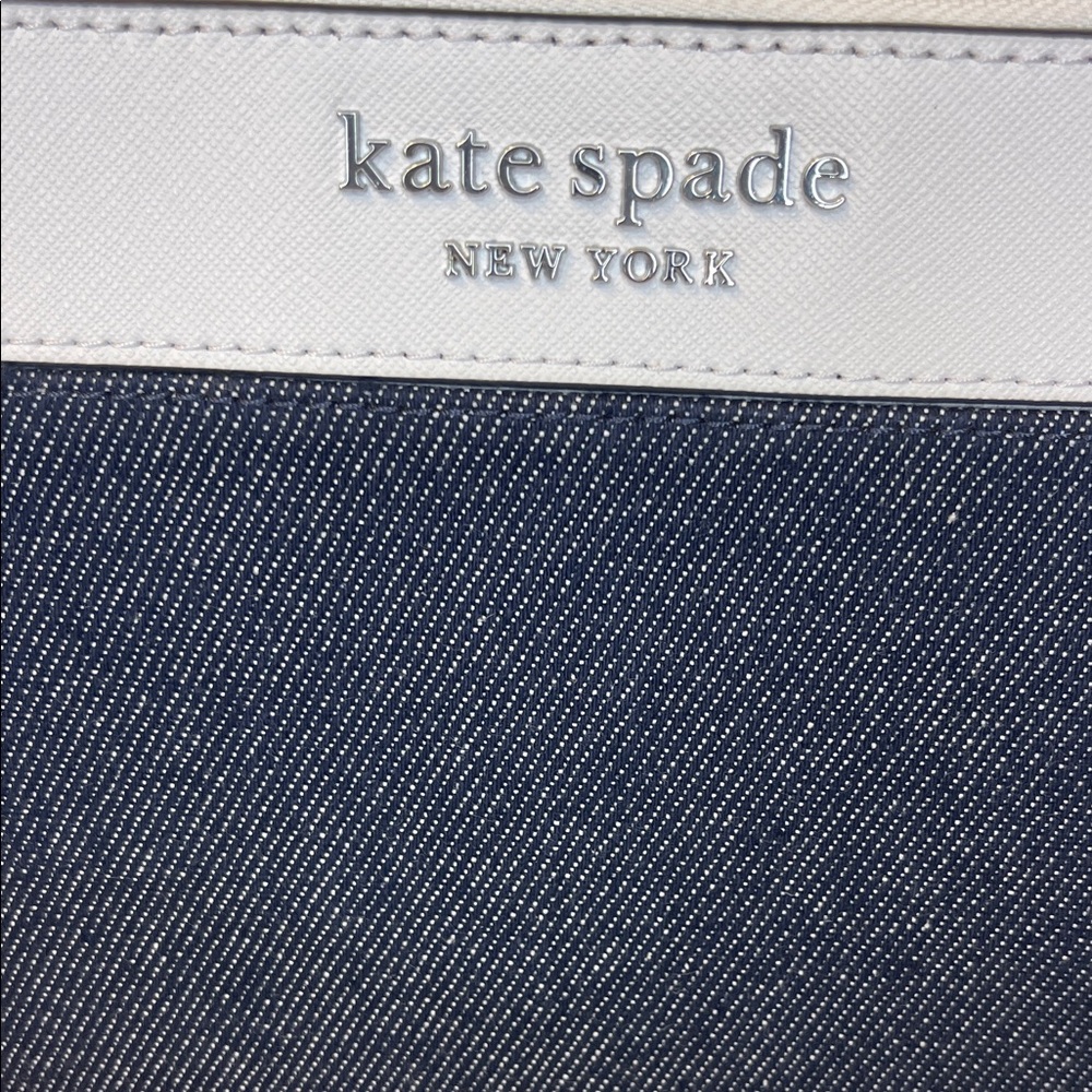 Kate Spade Denim Cameron Blue White Colorblock Top Zip Crossbody Retail $349 - Picture 11 of 12
